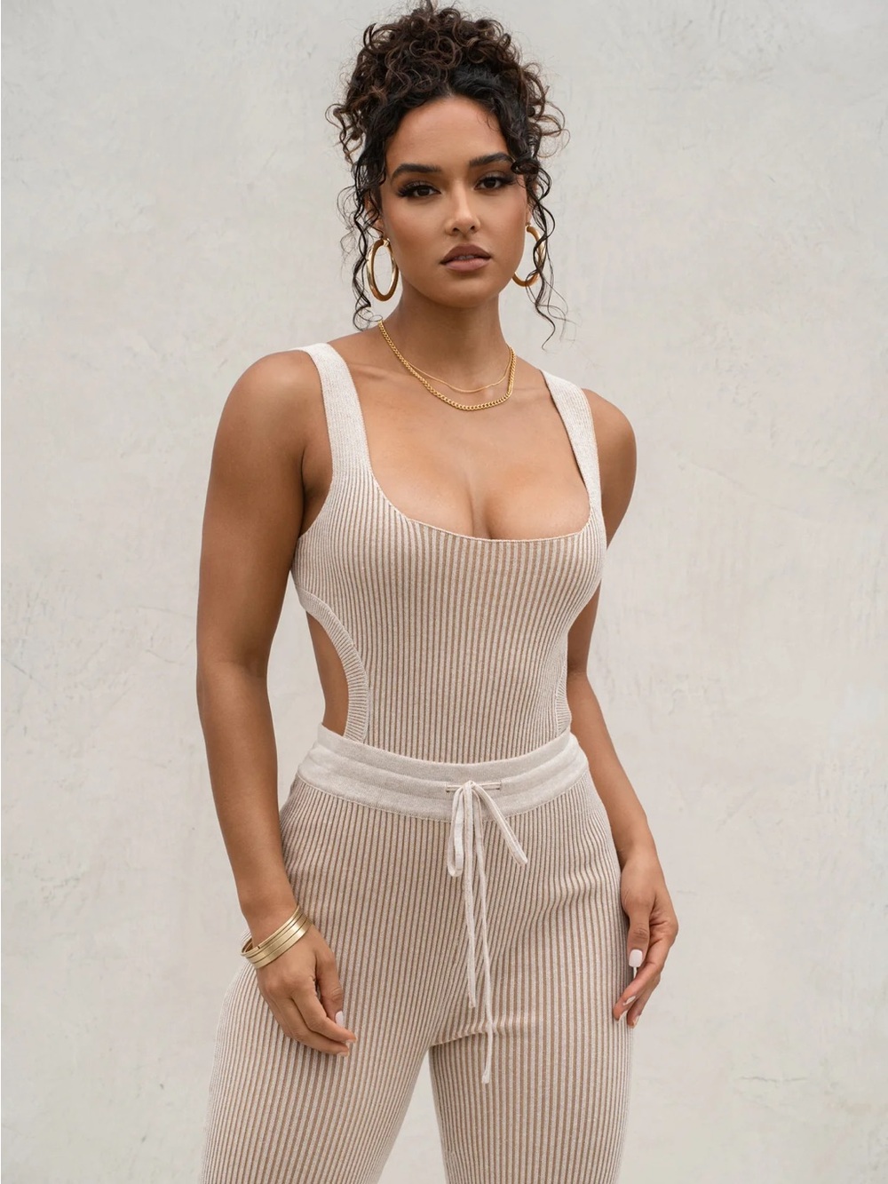 JLUXLABEL Ribbed Deana SET - Beige